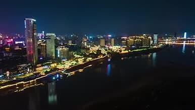 4K航拍延时南昌西湖区城市夜景视频的预览图